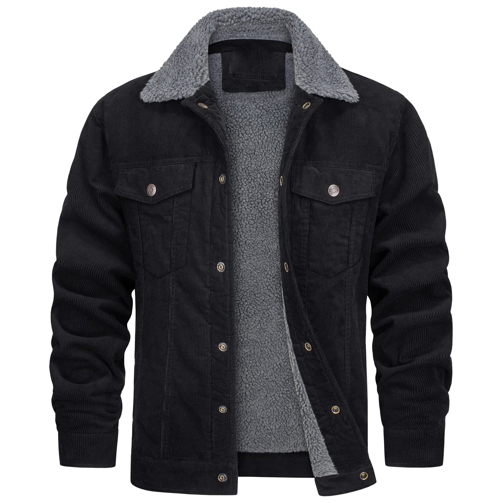 Casual Winter Long Sleeves Velvet Jacket Coats for Men-Coats & Jackets-Black-2-S-Free Shipping Leatheretro