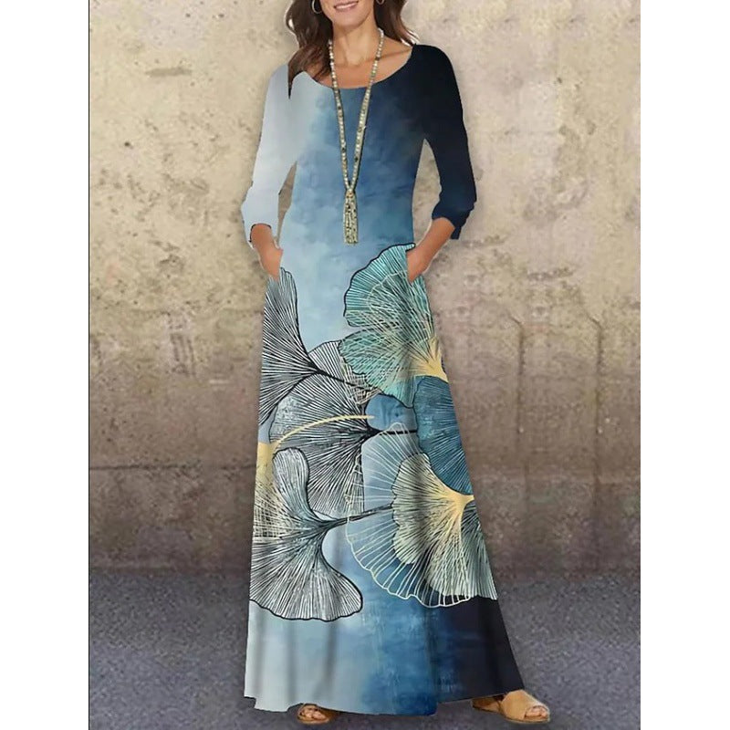 Elegant 3D Floral Print Summer Long Dresses-Dresses-2-S-Free Shipping Leatheretro