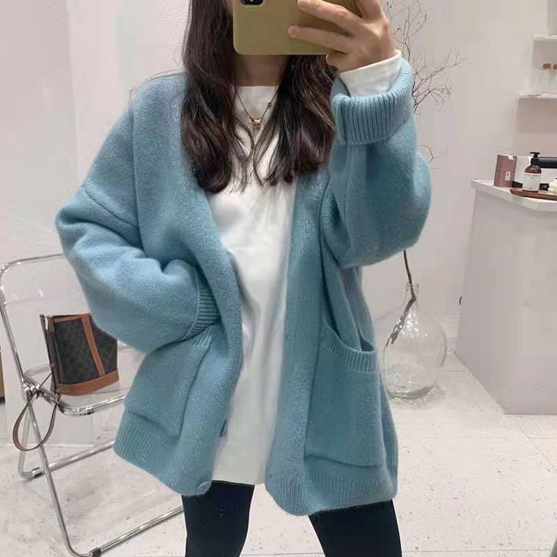 Casual Winter Women Knitted Cardigan Sweaters-Shirts & Tops-Blue-One Size-Free Shipping Leatheretro