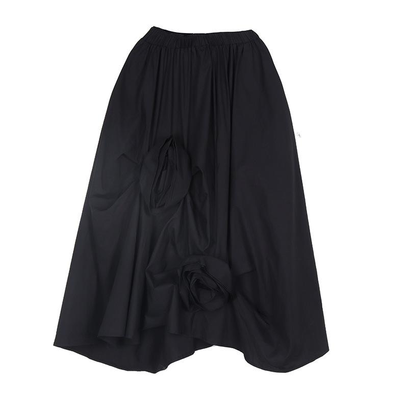 Casual 3D Flower Decoration Women Skirts-Women Skirts-Black-One Size-Free Shipping Leatheretro