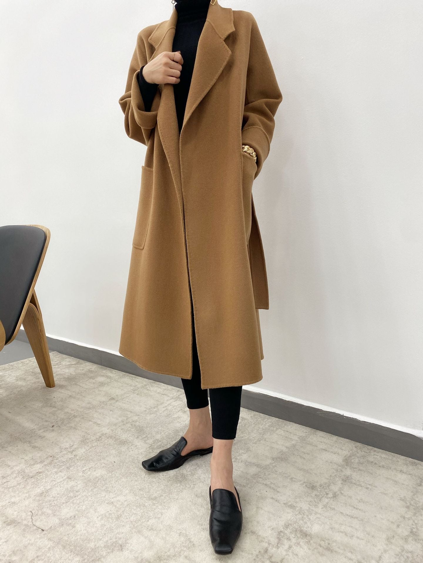 Luxury Designed Winter Woolen Overcoats for Women-Outerwear-Black-S-Free Shipping Leatheretro