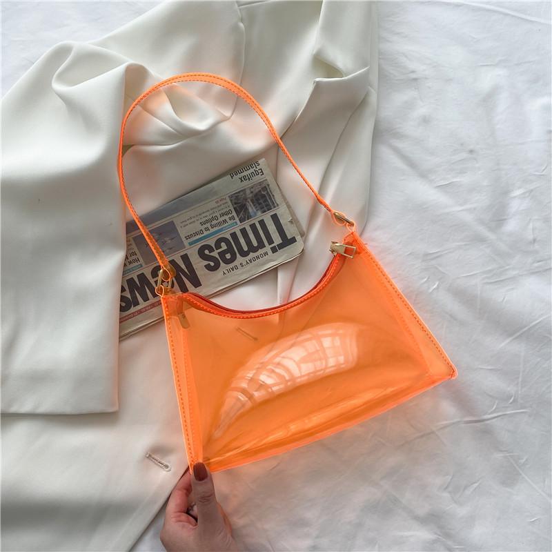 Fashion Summer Trasparent Jelly Handbags-Orange-Free Shipping Leatheretro