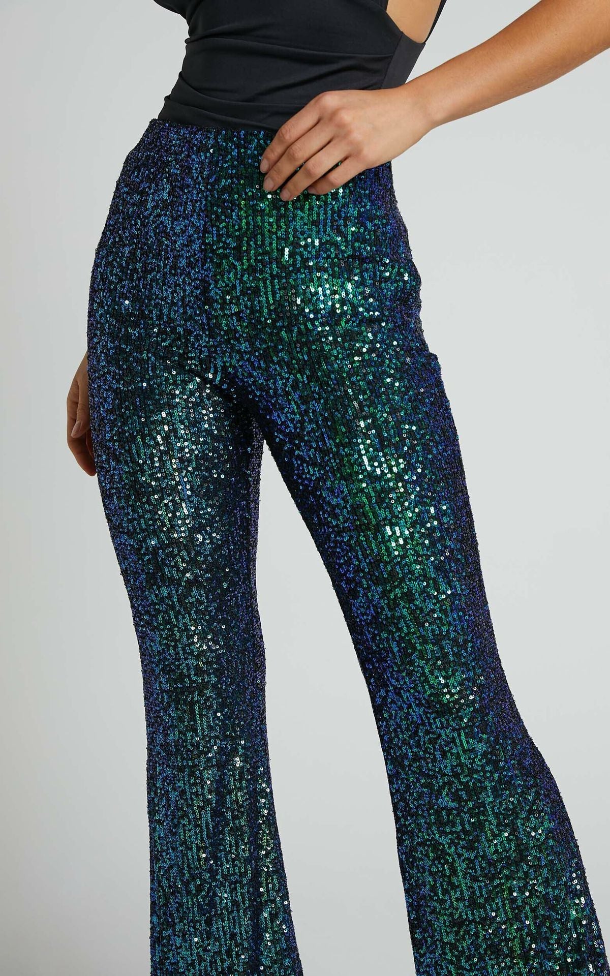 Fashion High Waist Sequined Trumpet Pants for Women-Pants-Green-S-Free Shipping Leatheretro