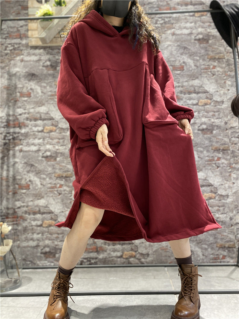 Winter Velvet Plus Sizes Women Cozy Long Dresses-Dresses-Red-One Size-Free Shipping Leatheretro