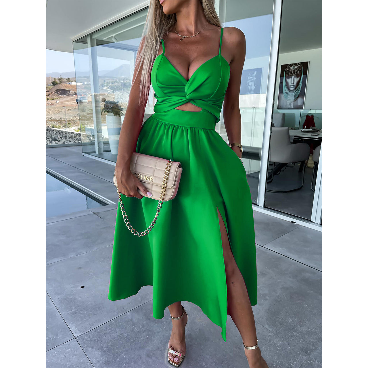 Sexy Summer Split Front Long Dresses-Dresses-Green-S-Free Shipping Leatheretro