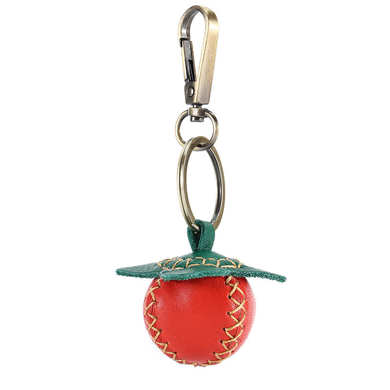 Cowhide Leather Keychains Decoration K152-Keychains-Strawberry-Free Shipping Leatheretro
