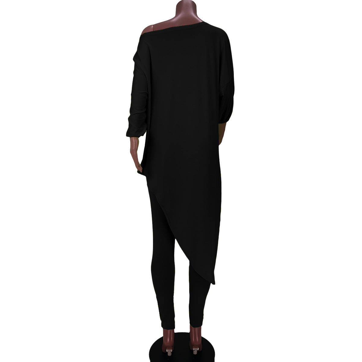 One Shoulder Irregular Bat Sleeves Tops&pants Suits-Suits-Black-S-Free Shipping Leatheretro