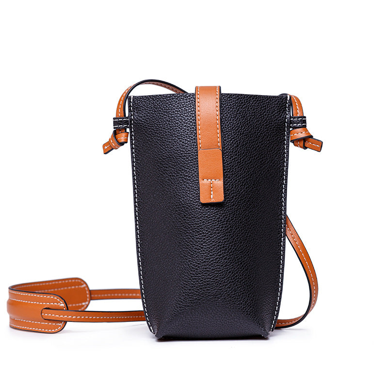 Mini leather fashion Phone Bag For Women J014-Leather Phone Bags-Dark Brown-Free Shipping Leatheretro