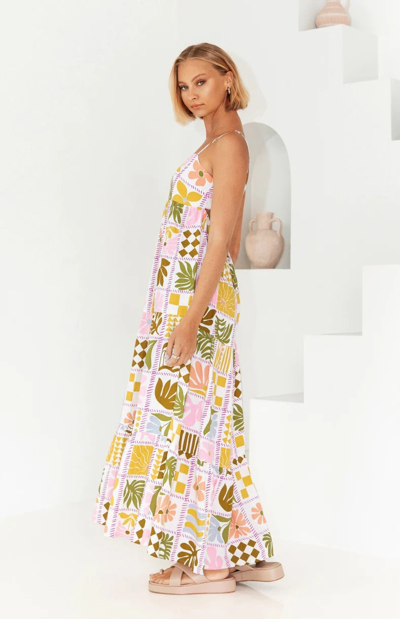 Fashion Summer Spaghetti Straps Dresses-Dresses-Pink-S-Free Shipping Leatheretro