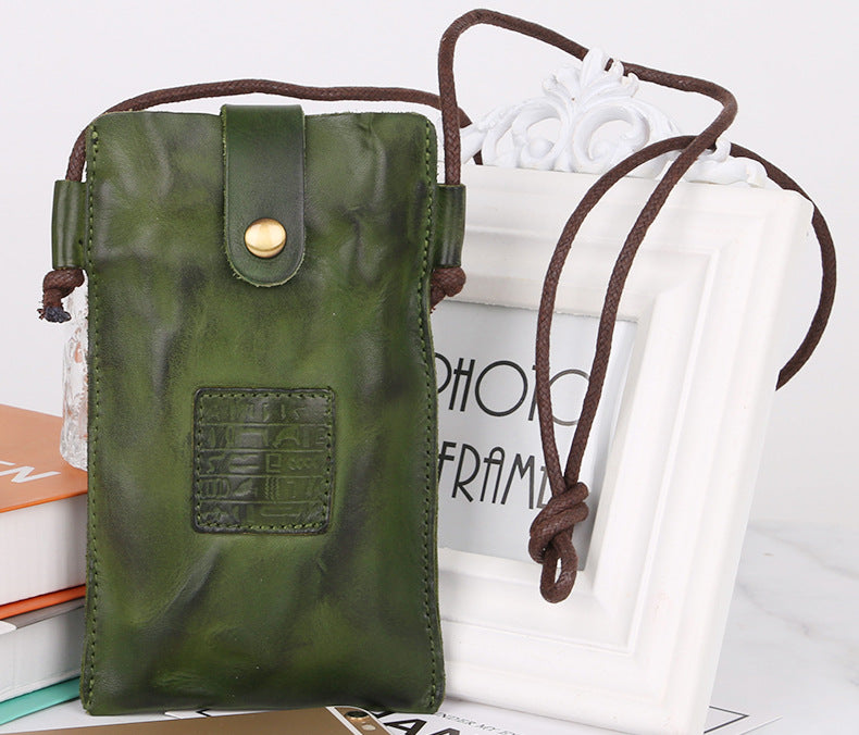 Vintage Veg Tanned Leather Mini Phone Bags LC43-Handbags, Wallets & Cases-Wine Red-Free Shipping Leatheretro