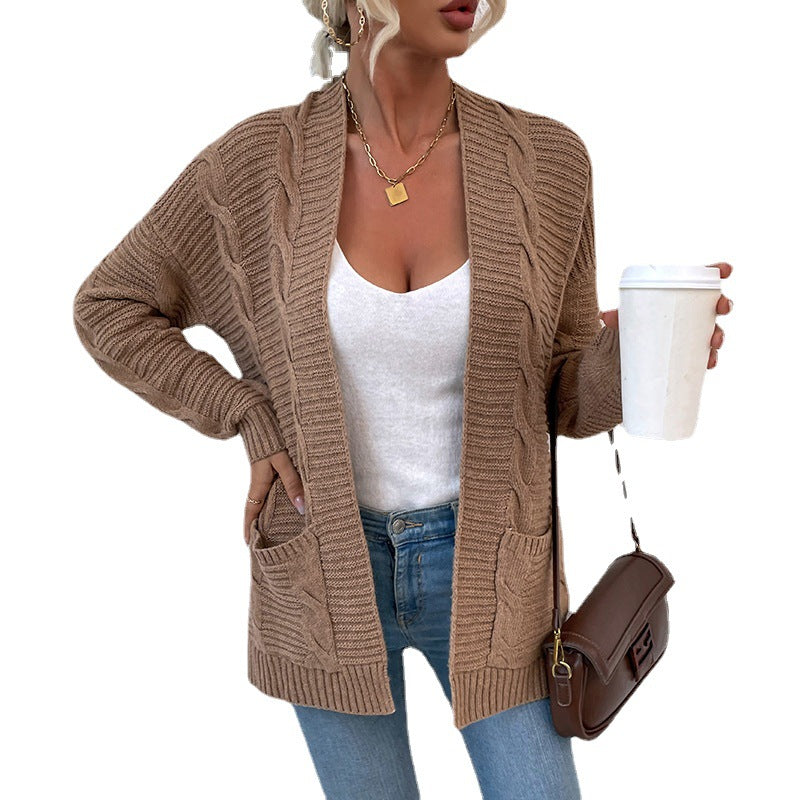 Fashion Twist Knitted Cardigan Coats-Shirts & Tops-Pink-S-Free Shipping Leatheretro