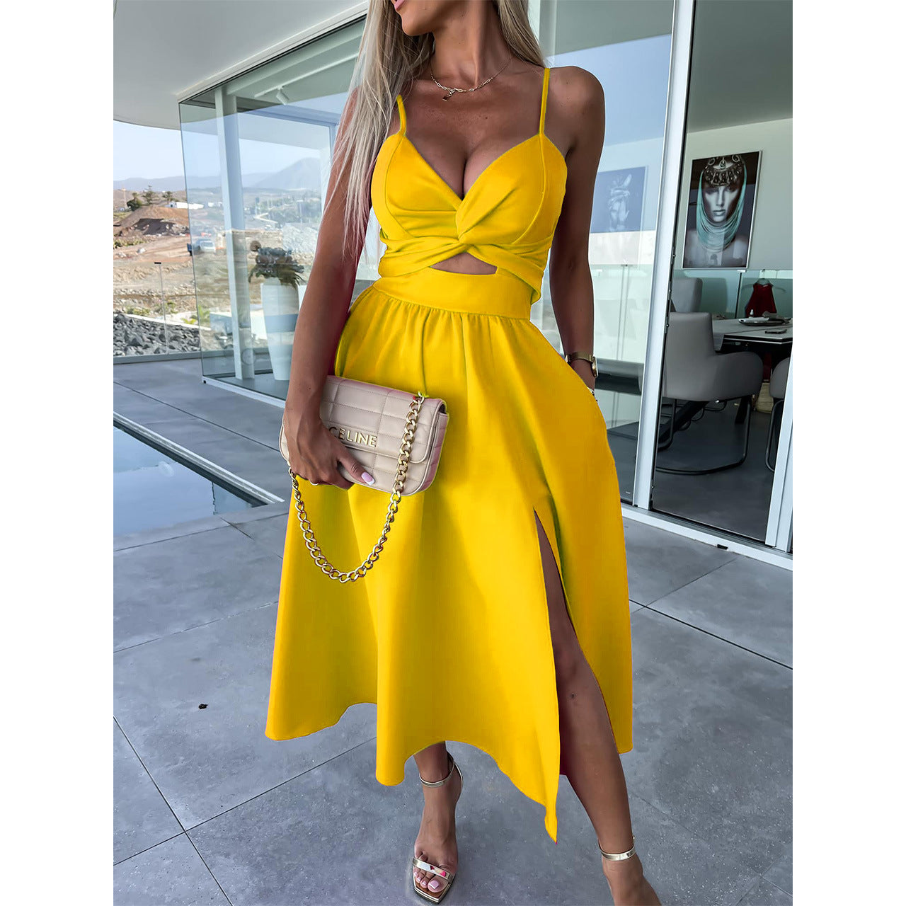 Sexy Summer Split Front Long Dresses-Dresses-Yellow-S-Free Shipping Leatheretro