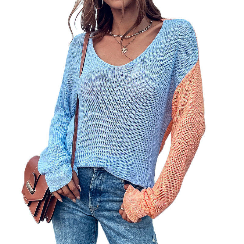 Sexy Summer Backless Design Knitting Sweaters-Shirts & Tops-Blue-S-Free Shipping Leatheretro