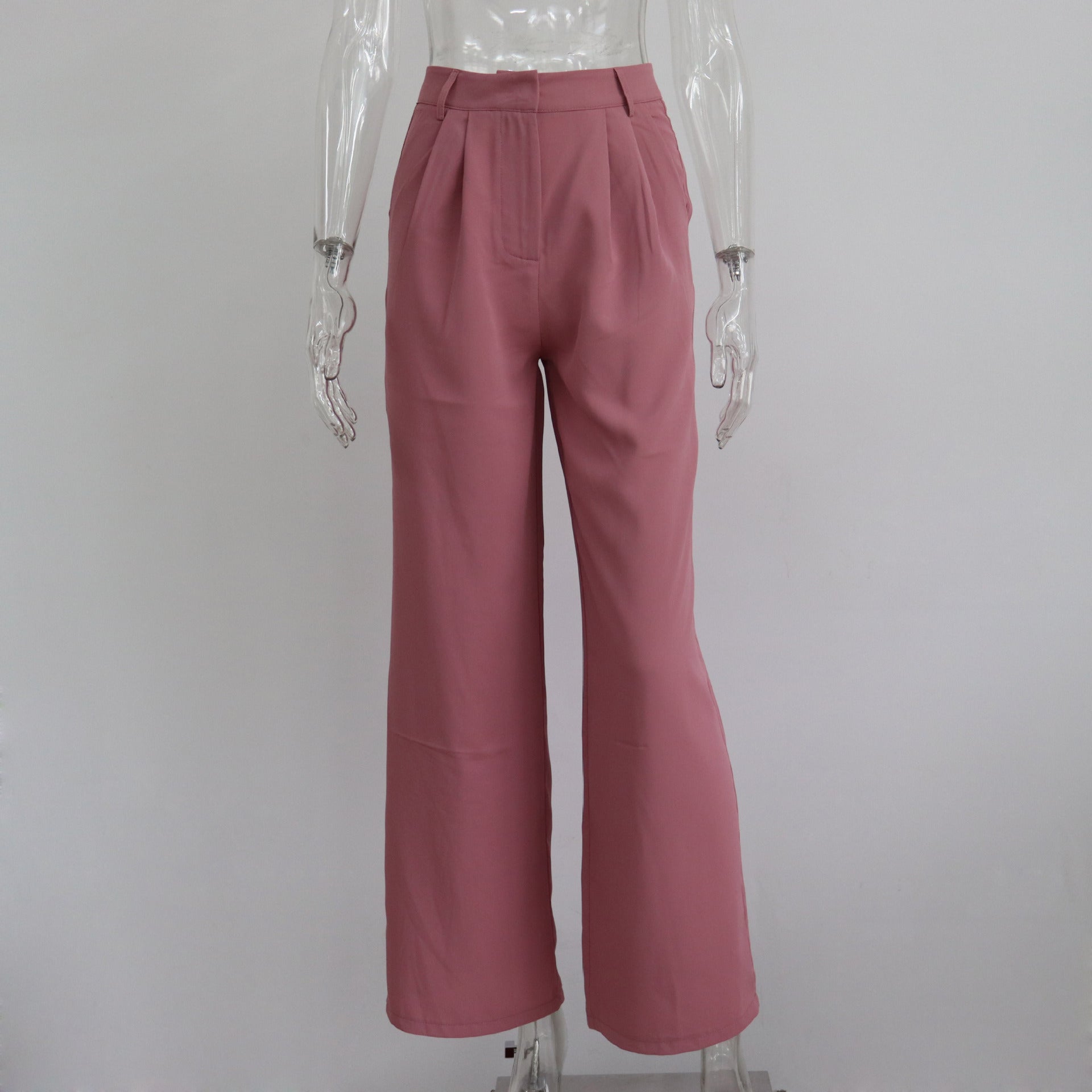 Casual High Waist Women Wide Legs Pants-Pants-Pink-S-Free Shipping Leatheretro