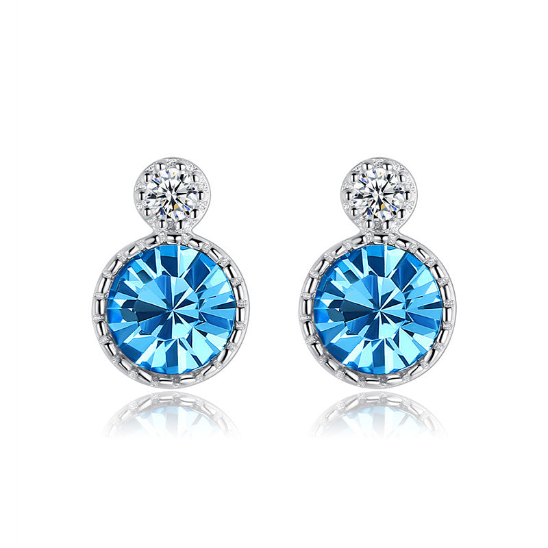 Fashion Crystal Sliver Earrings Stud for Women-Earrings-Blue-Free Shipping Leatheretro