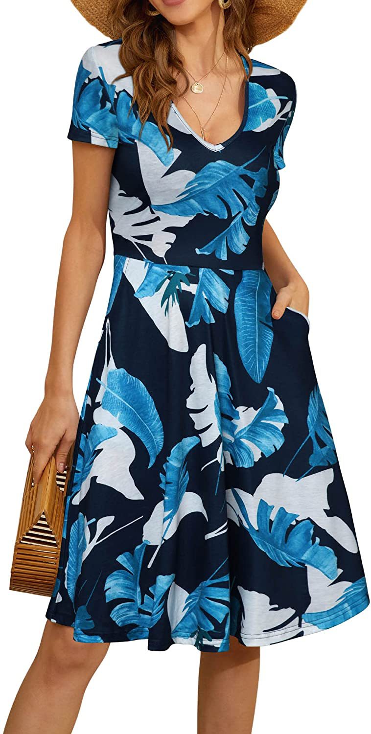 Casual Summer Sunflower Print Daily Women Sun Dresses-Dresses-D-S-Free Shipping Leatheretro