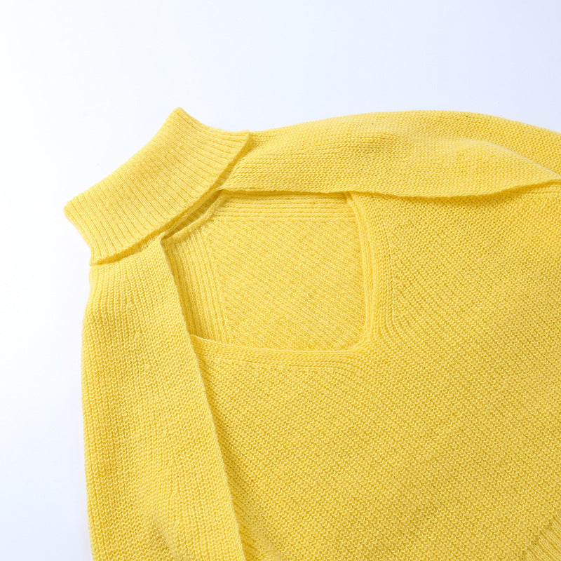 Casual Turtleneck Knitting Top Sweaters-Shirts & Tops-Yellow-S-Free Shipping Leatheretro