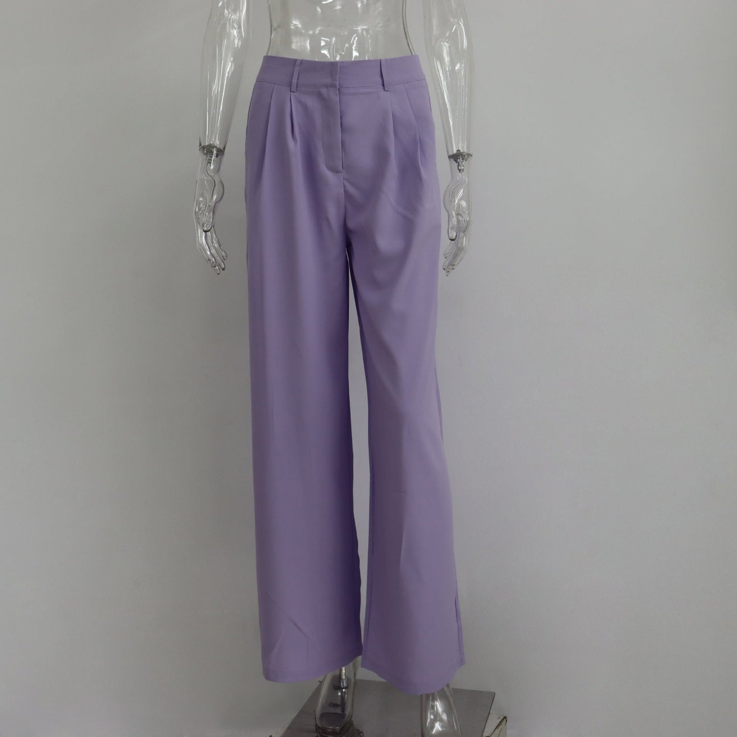 Casual High Waist Women Wide Legs Pants-Pants-Light Purple-S-Free Shipping Leatheretro