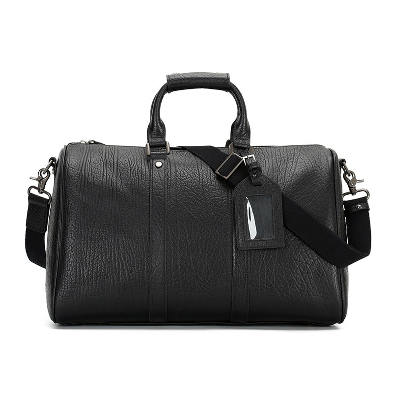Vintage Cowhide Leather Weekend Bags for Traveling P0092-Black-Free Shipping Leatheretro
