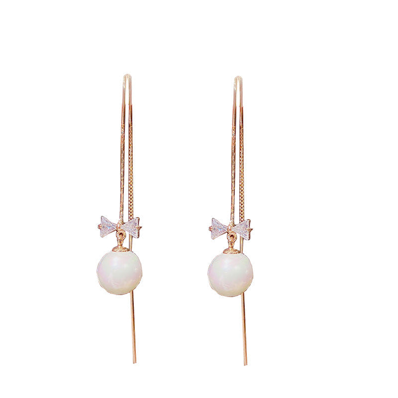 Fasion Bowknot Pearl Dangle Earrings for Women-Earrings-The same as picture-Free Shipping Leatheretro
