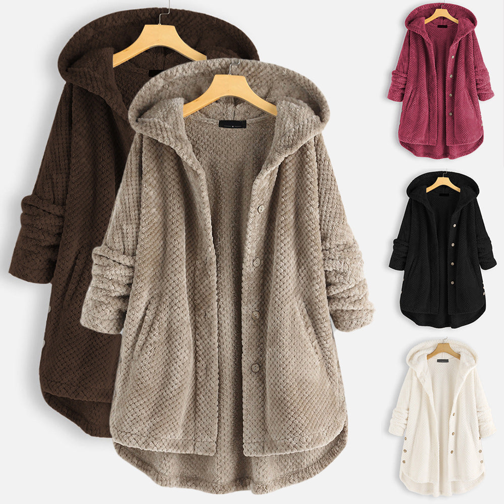 Casual Women Velvet Puls Sizes Hoodies Overcoat-Outerwear-Gray-S-Free Shipping Leatheretro