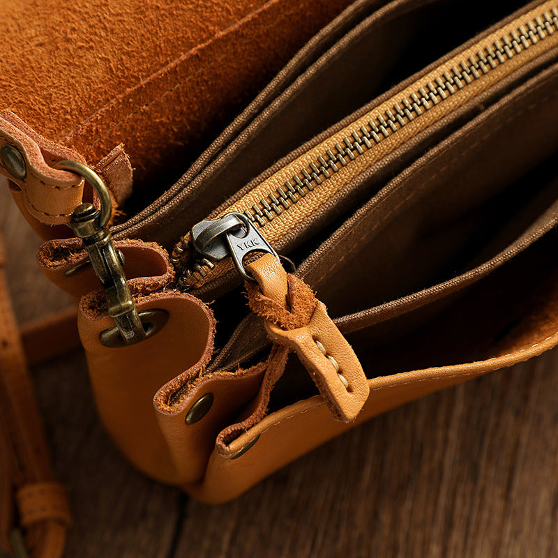 Vege Tanned Leather Small Bag for Women 21026-Yellow-Free Shipping Leatheretro