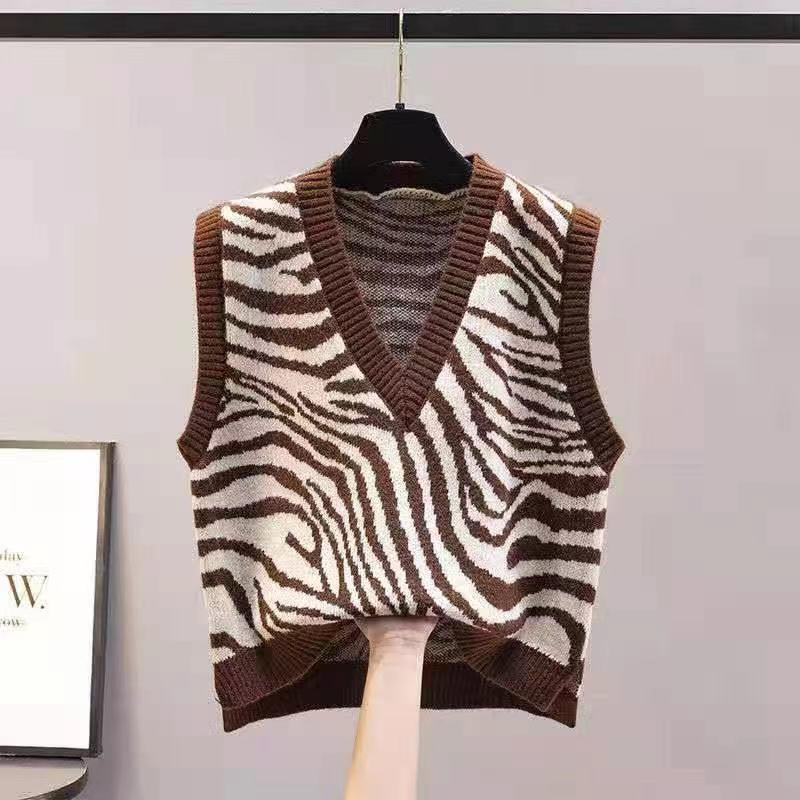 Women V Neck Loose Knitting Vest-Shirts & Tops-Brown-One Size-Free Shipping Leatheretro