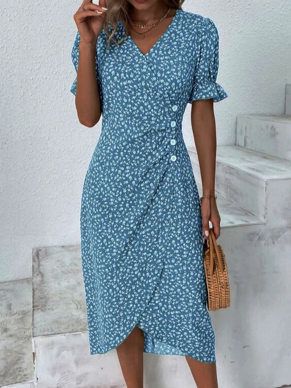 Casual Summer Irregular Summer Daily Dresses-Dresses-Blue-S-Free Shipping Leatheretro