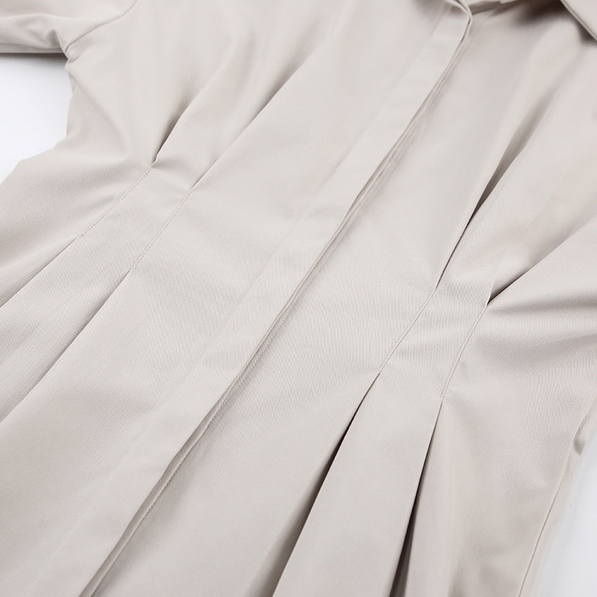 Vintage Long Sleeves Short Shirts Dresses-Dresses-White-S-Free Shipping Leatheretro