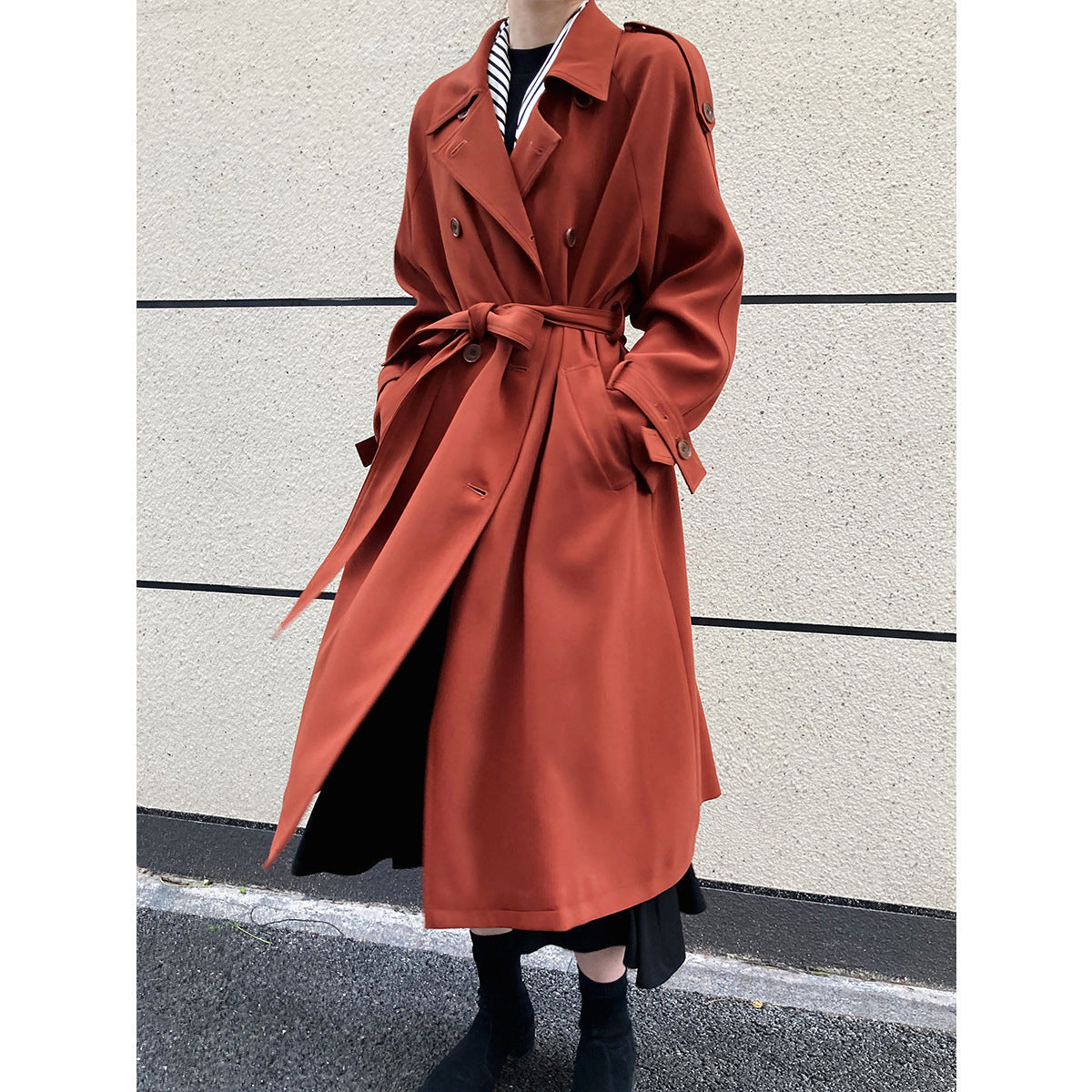 Fashion Loose Long Trench Coats for Women-Coats & Jackets-Black-S-Free Shipping Leatheretro