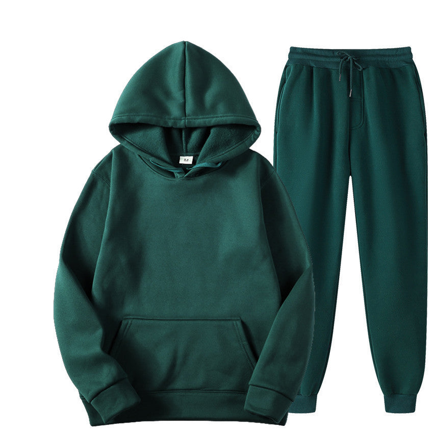 Casual Pullover Hoodies and Sports Pants Sets for Women and Men-Suits-Green-S-Free Shipping Leatheretro