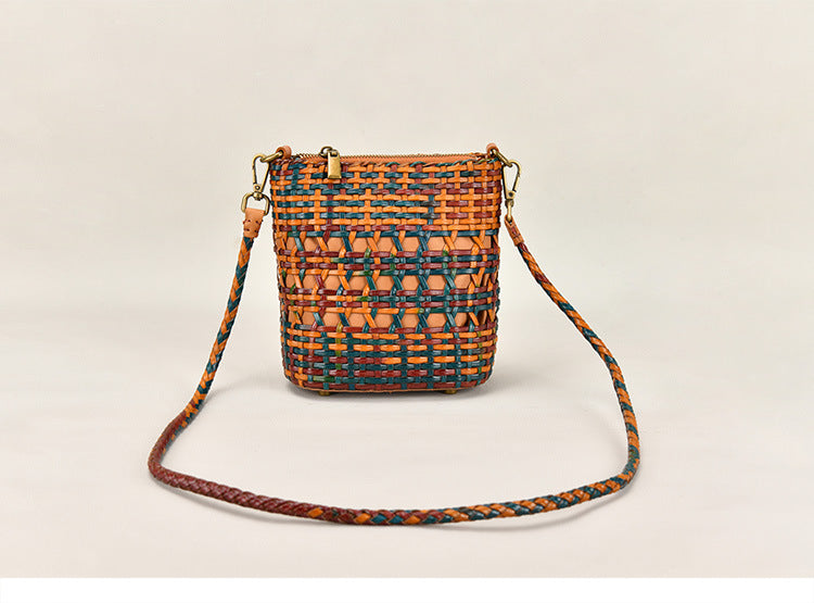 Special Design Woven Leather Bags for Women 8088-Handbags, Wallets & Cases-Brown-Free Shipping Leatheretro