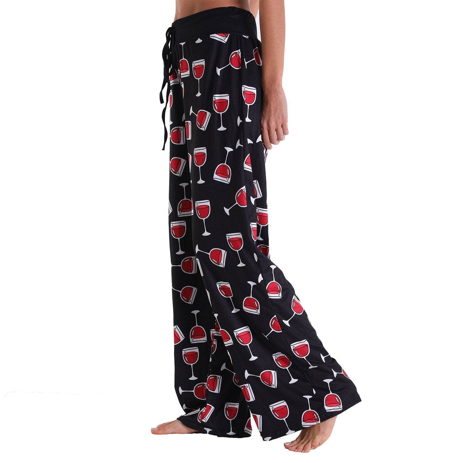 Casual Floral Print Women High Waist Trousers for Homewear-Pajamas-2011-S-Free Shipping Leatheretro