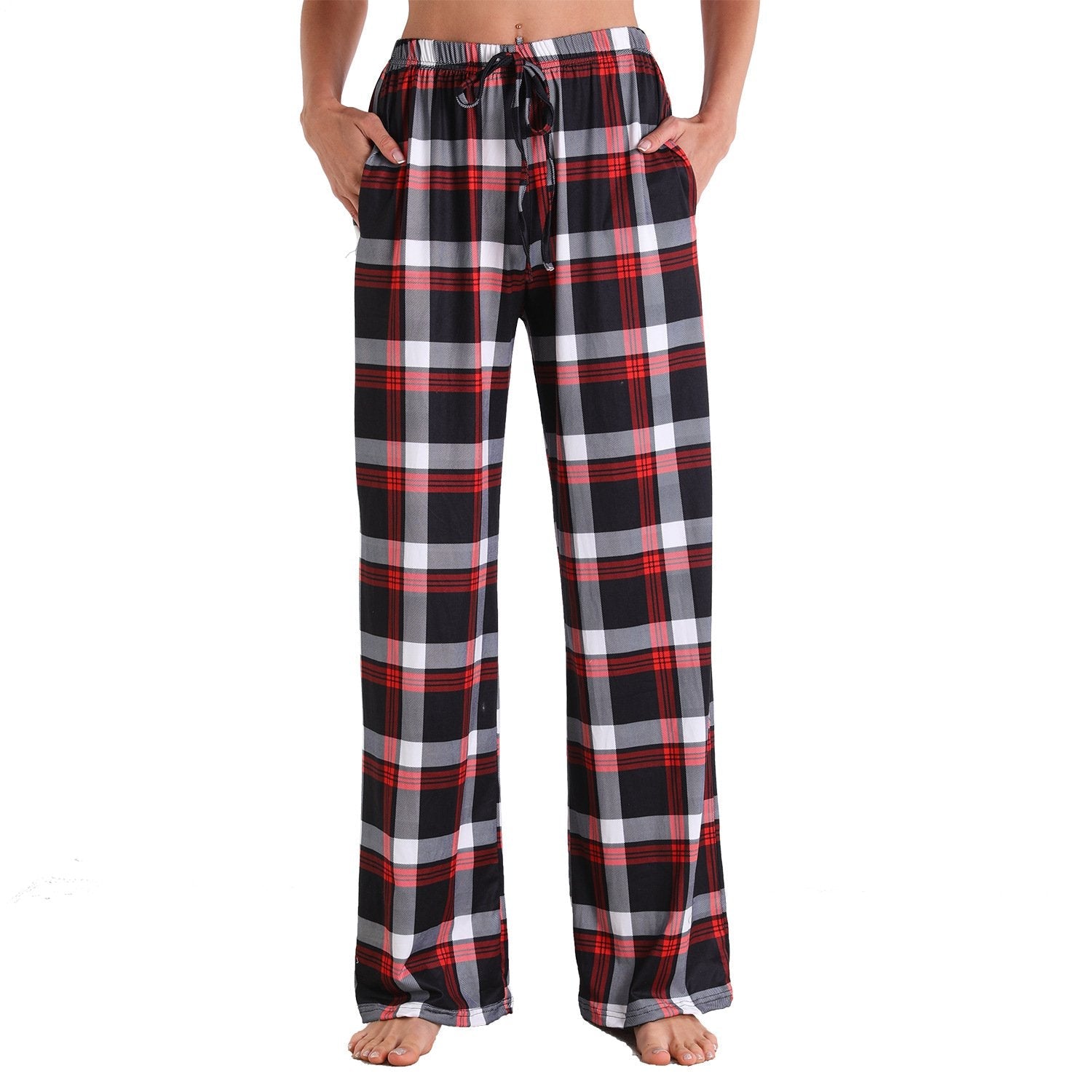 Causal Plaid Women Pajamas Pants Elastic Cord-Pajamas-3048-S-Free Shipping Leatheretro