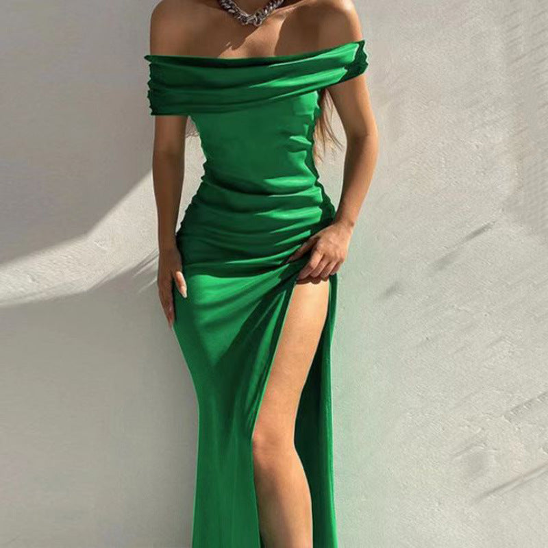 Sexy Off The Shoulder Evening Party Dresses-Dresses-Green-S-Free Shipping Leatheretro