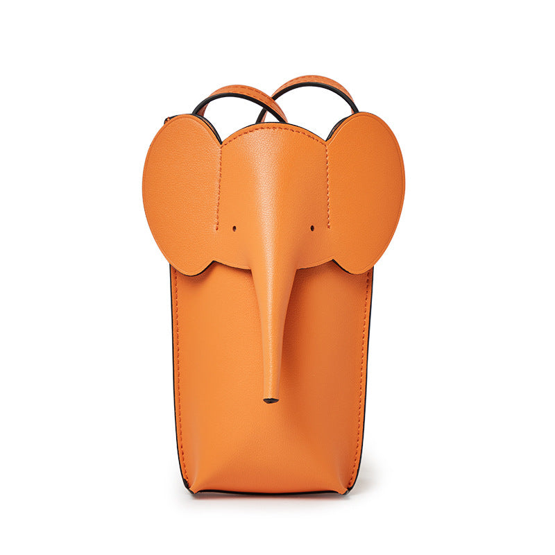 Fashion Elephant Shape Mini Leather Cellphone Bag 873-Leather cellphoe bag-Orange-Free Shipping Leatheretro