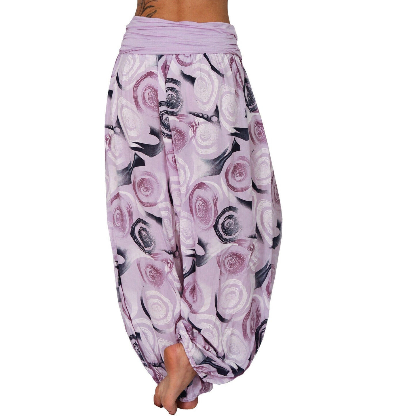 Casual Floral Print Women Harem Pants-Pants-White-S-Free Shipping Leatheretro