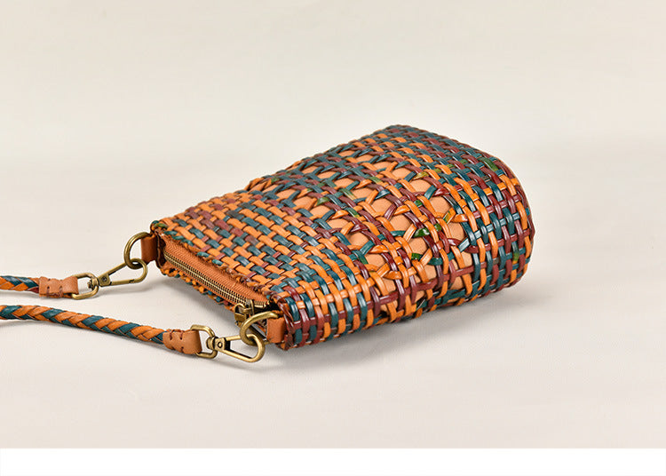 Special Design Woven Leather Bags for Women 8088-Handbags, Wallets & Cases-Brown-Free Shipping Leatheretro