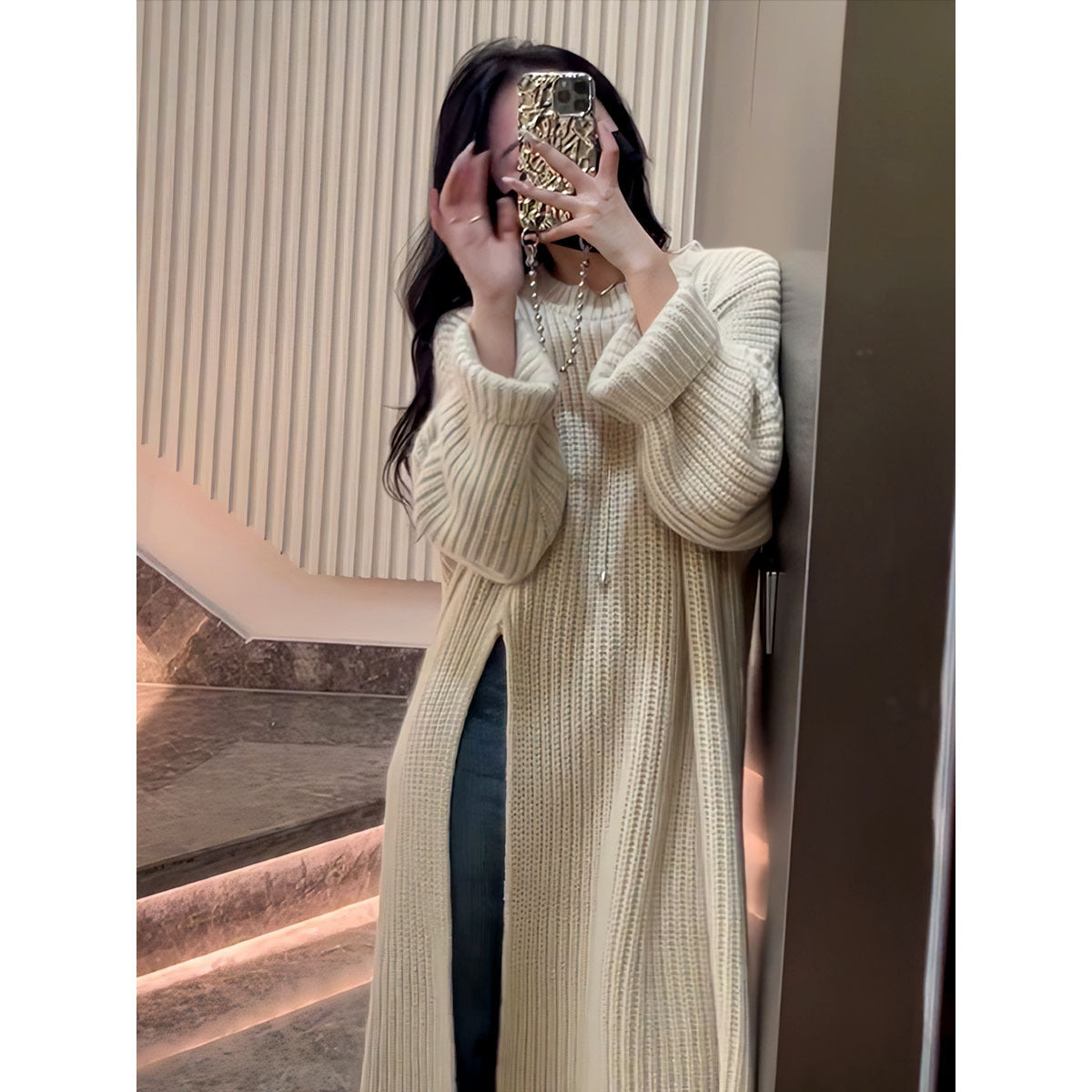 Fashion Designed Knitted Pullover Long Sweaters-Sweater&Hoodies-Ivory-One Size-Free Shipping Leatheretro