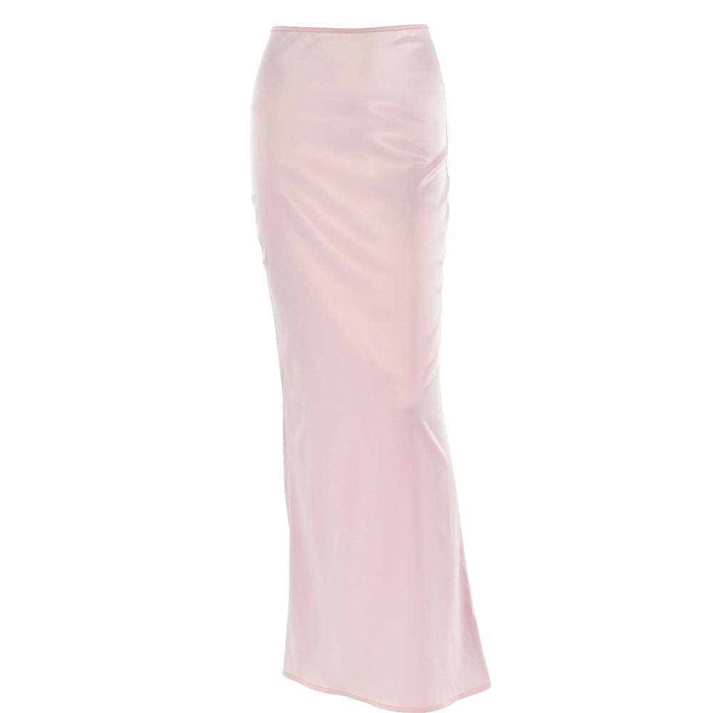 Sexy Women Satin Bodycon Summer Long Skirts-Skirts-Pink-S-Free Shipping Leatheretro