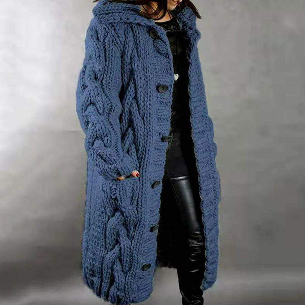 Women Winter Knitted Cardigan Overcoats-Shirts & Tops-Blue-S-Free Shipping Leatheretro