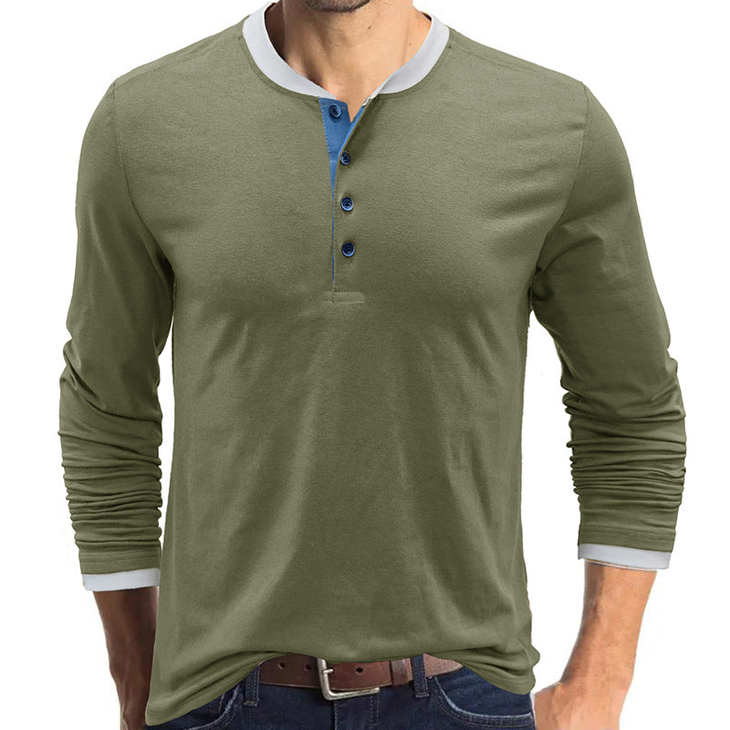 Leisure Fall Long Sleeves T Shirts for Men-Shirts & Tops-Light Gray-S-Free Shipping Leatheretro