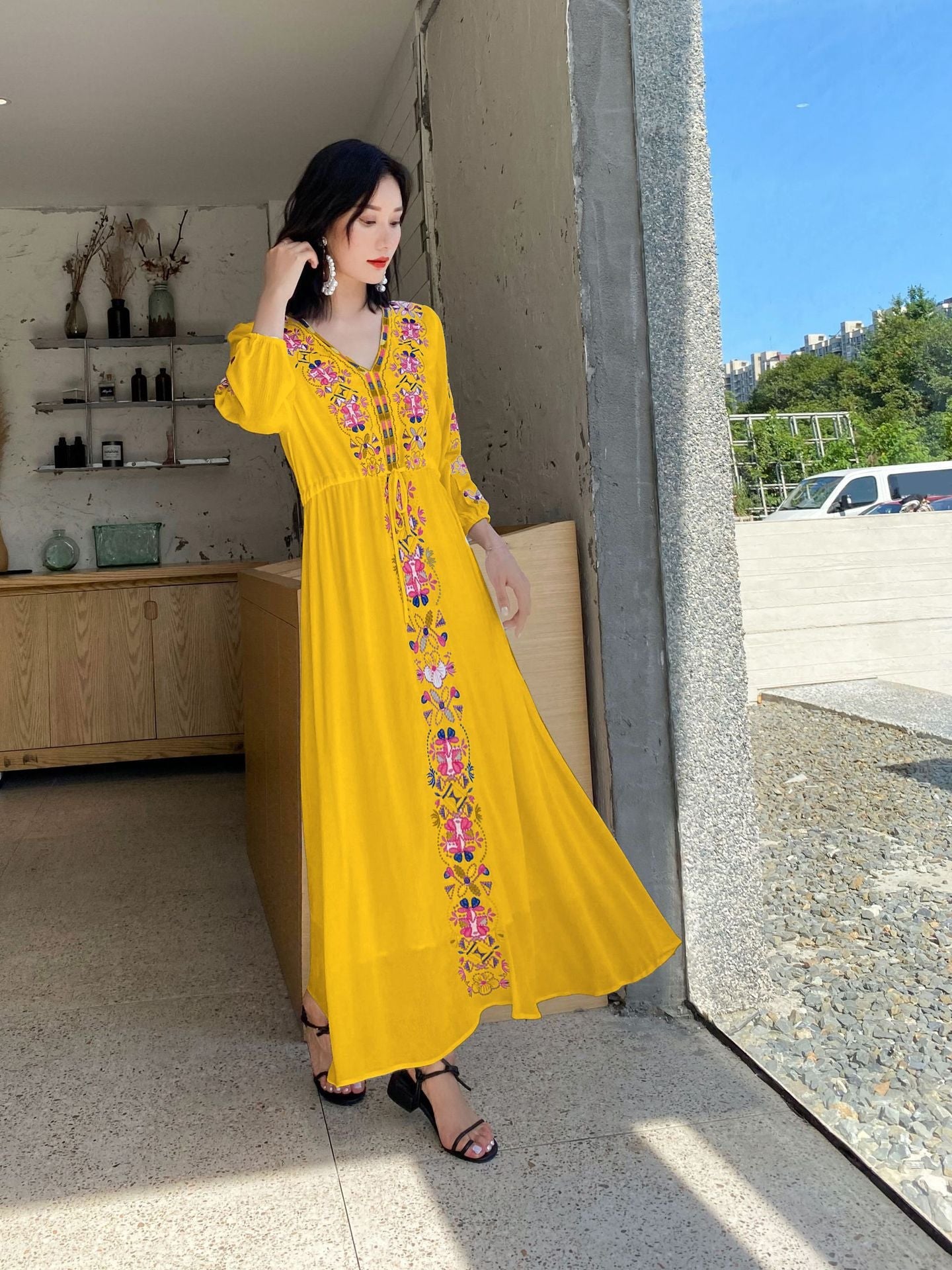 Ethnic Embroidery Summer Long Holiday Dresses-Dresses-White-S-Free Shipping Leatheretro