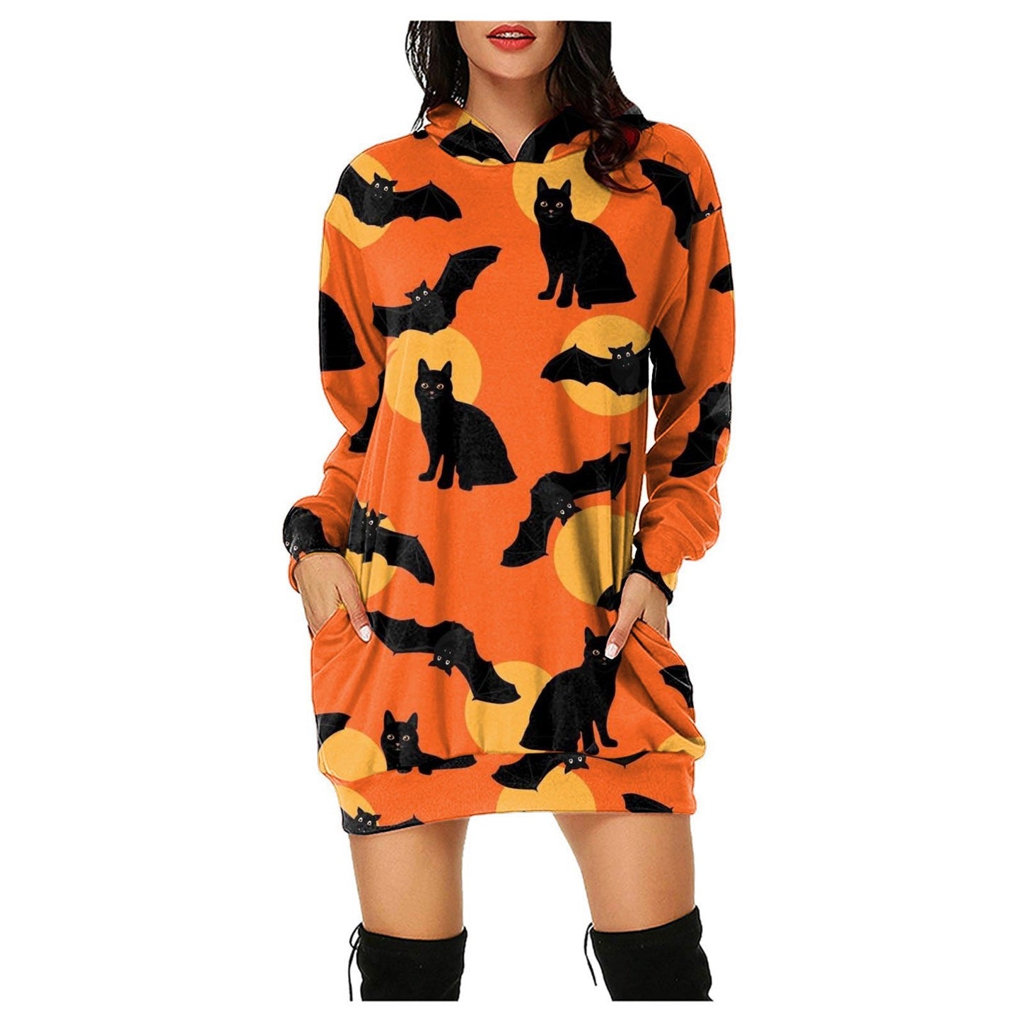 Halloween Pumpkin Design Pullover Hoodies for Women-Shirts & Tops-A-S-Free Shipping Leatheretro