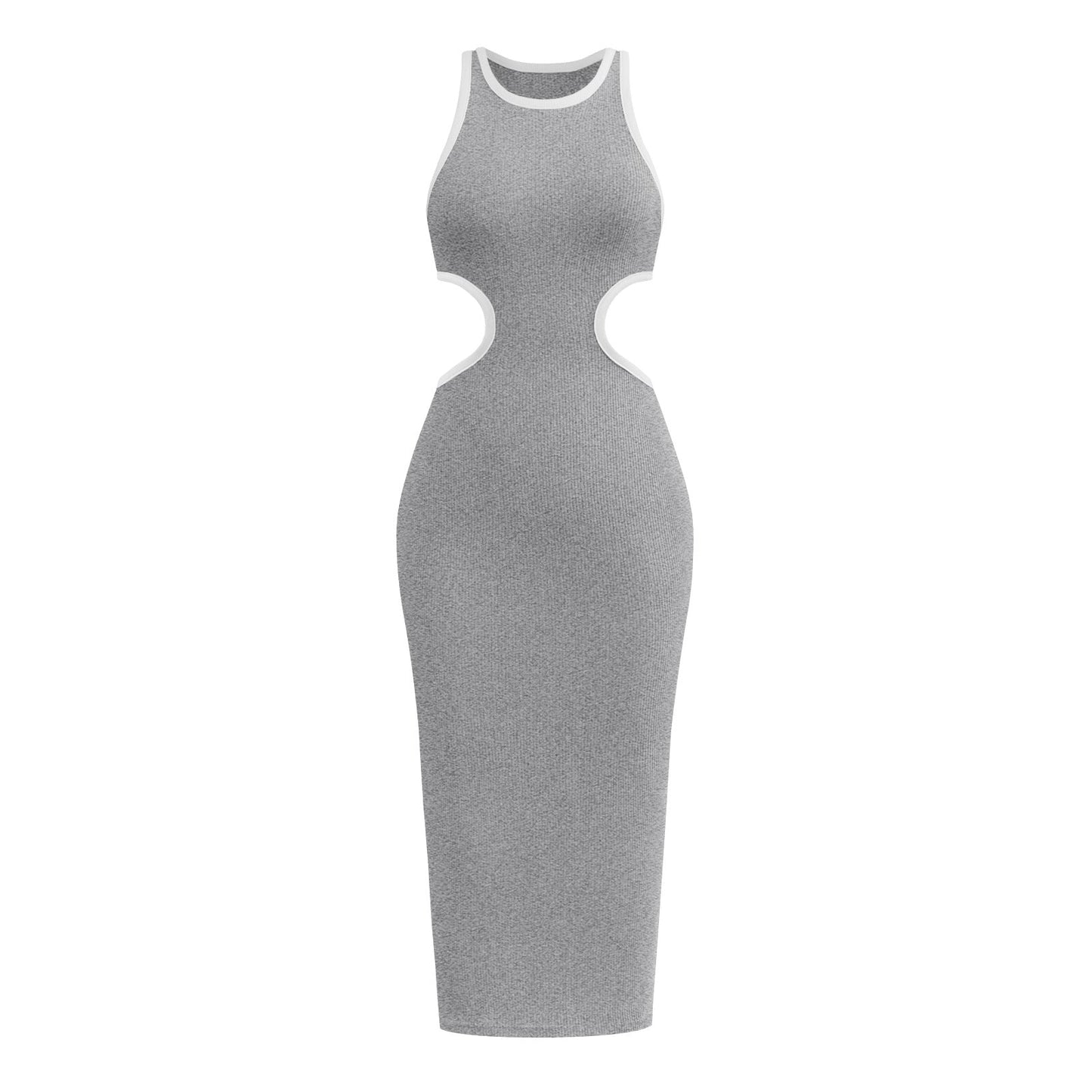 Sexy Backless Knitted Sheath Midi Dresses-Dresses-Gray-S-Free Shipping Leatheretro