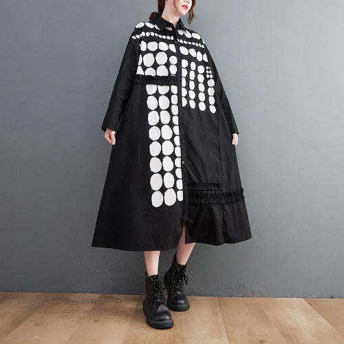 Casual A Line Plus Sizes Long Cozy Dresses-Dresses-Black-L-Free Shipping Leatheretro