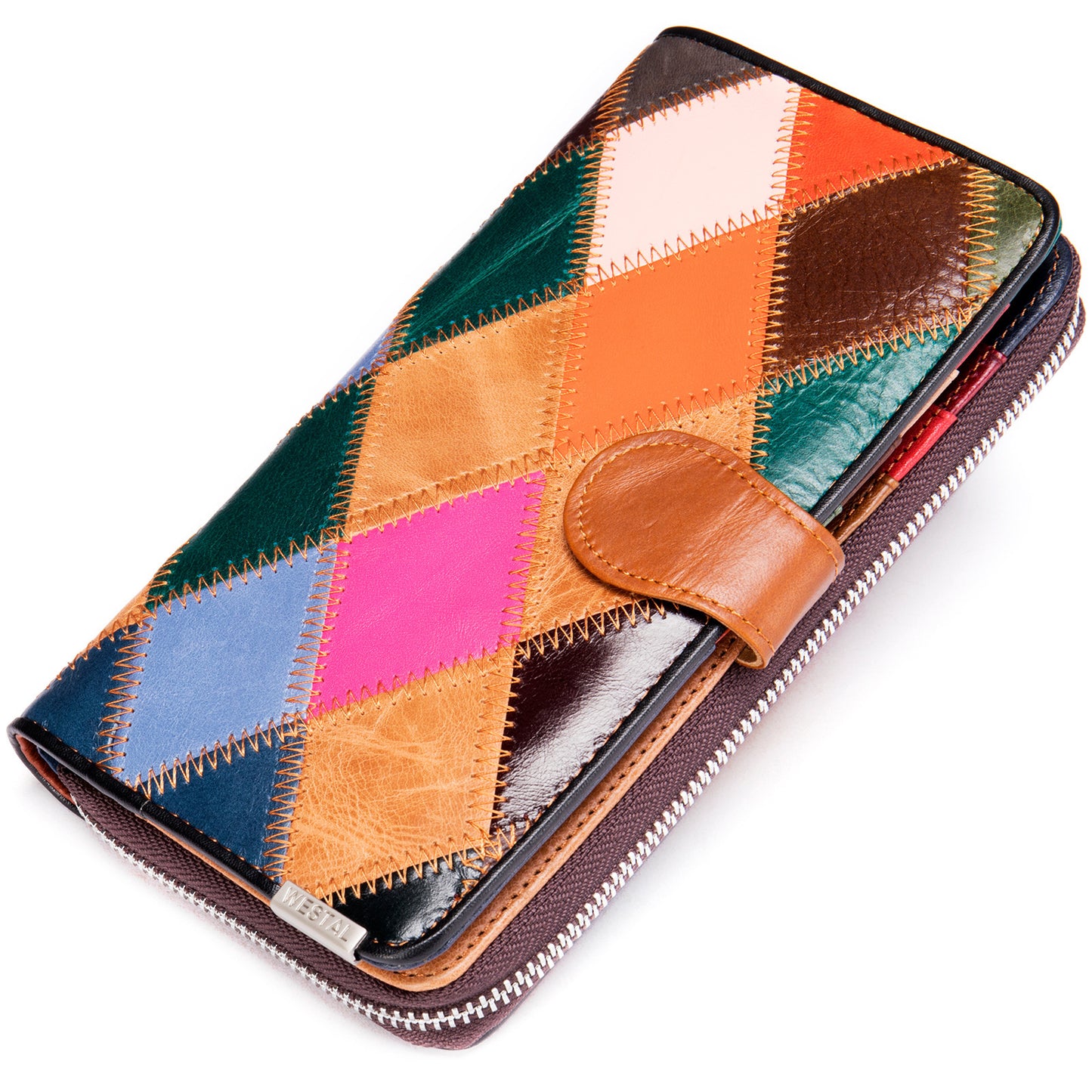 Vintage Colorful Zipper Leather Wallets for Women-Handbags, Wallets & Cases-D-Free Shipping Leatheretro