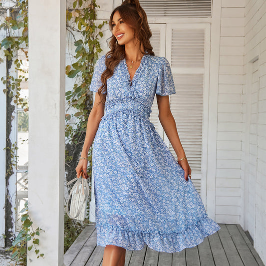 Designed Casual Summer Holiday Dresses-Dresses-Blue-S-Free Shipping Leatheretro