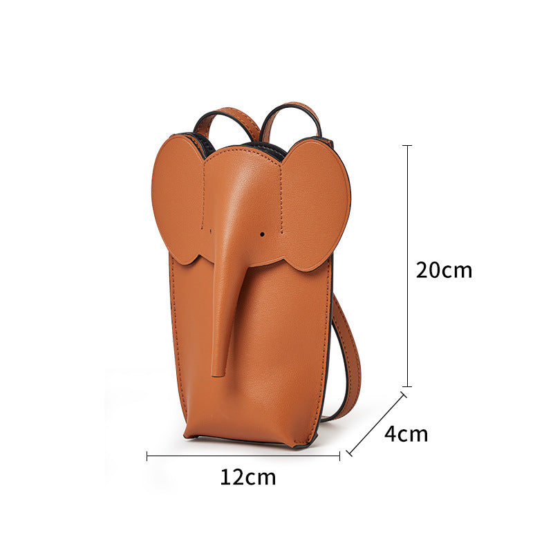 Fashion Elephant Shape Mini Leather Cellphone Bag 873-Leather cellphoe bag-Yellow-Free Shipping Leatheretro
