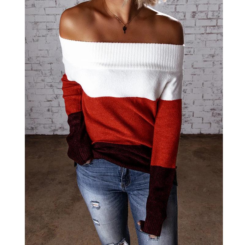 Sexy Off The Shoulder Women Knitting Sweaters-Shirts & Tops-Red-S-Free Shipping Leatheretro